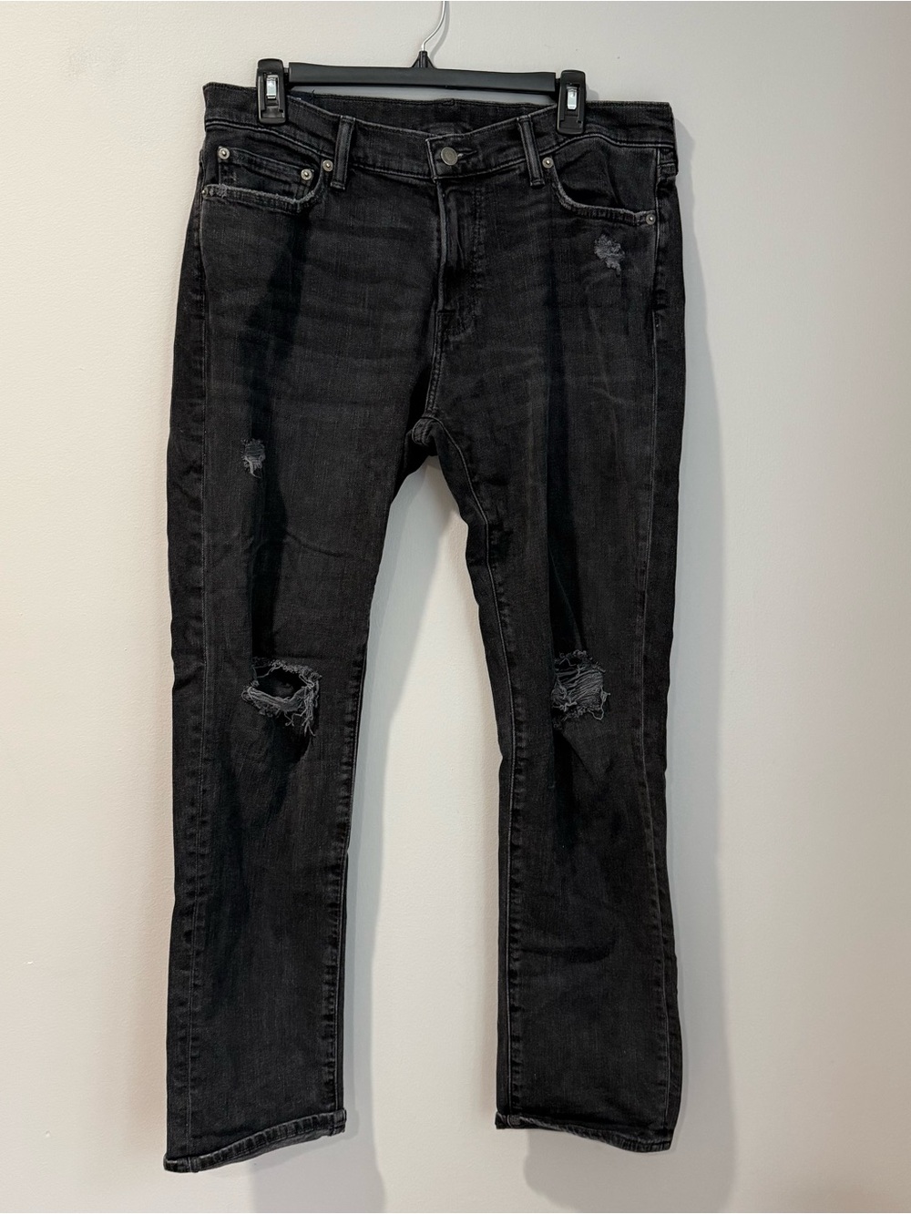 Men's Abercrombie & Fitch Black Distressed Slim Jeans